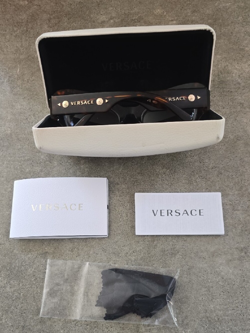 Versace Tortoiseshell Cat-Eye Glasses with Gold Studs - Picture 2 of 4